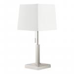 Hampton Bay 20 in. Stanton Brushed Nickel Table Lamp with White Fabric Shade and Polarized Outlet