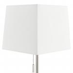 Hampton Bay 20 in. Stanton Brushed Nickel Table Lamp with White Fabric Shade and Polarized Outlet