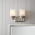 Hampton Bay Cade 11.7 in. 2-Light Brushed Nickel Bathroom Vanity Light Fixture with Frosted Glass Shades (NB23307)