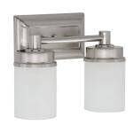 Hampton Bay Cade 11.7 in. 2-Light Brushed Nickel Bathroom Vanity Light Fixture with Frosted Glass Shades (NB23307)