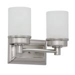 Hampton Bay Cade 11.7 in. 2-Light Brushed Nickel Bathroom Vanity Light Fixture with Frosted Glass Shades (NB23307)