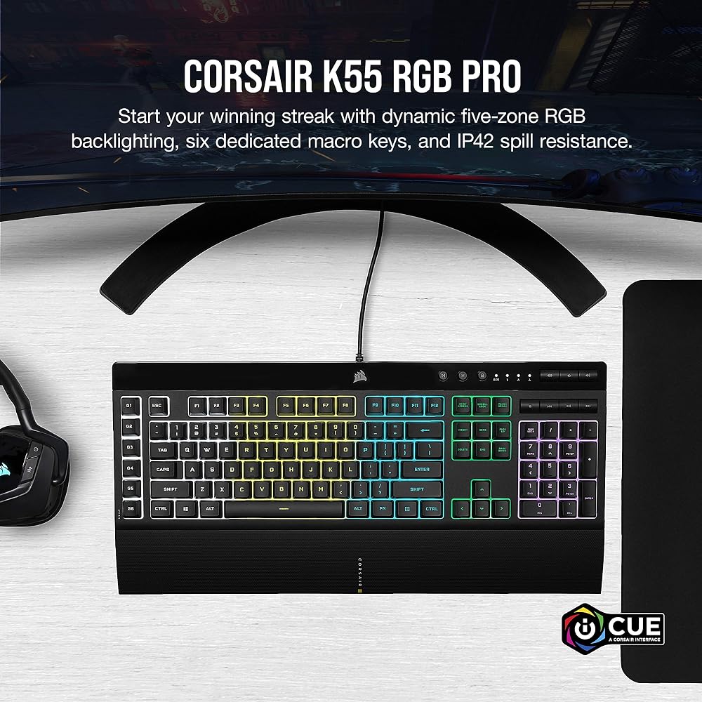 Corsair K55 RGB PRO Membrane Wired Gaming Keyboard - Image 2