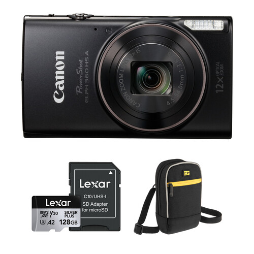 Canon PowerShot ELPH 360 HS A Camera with Basic Bundle (Black)