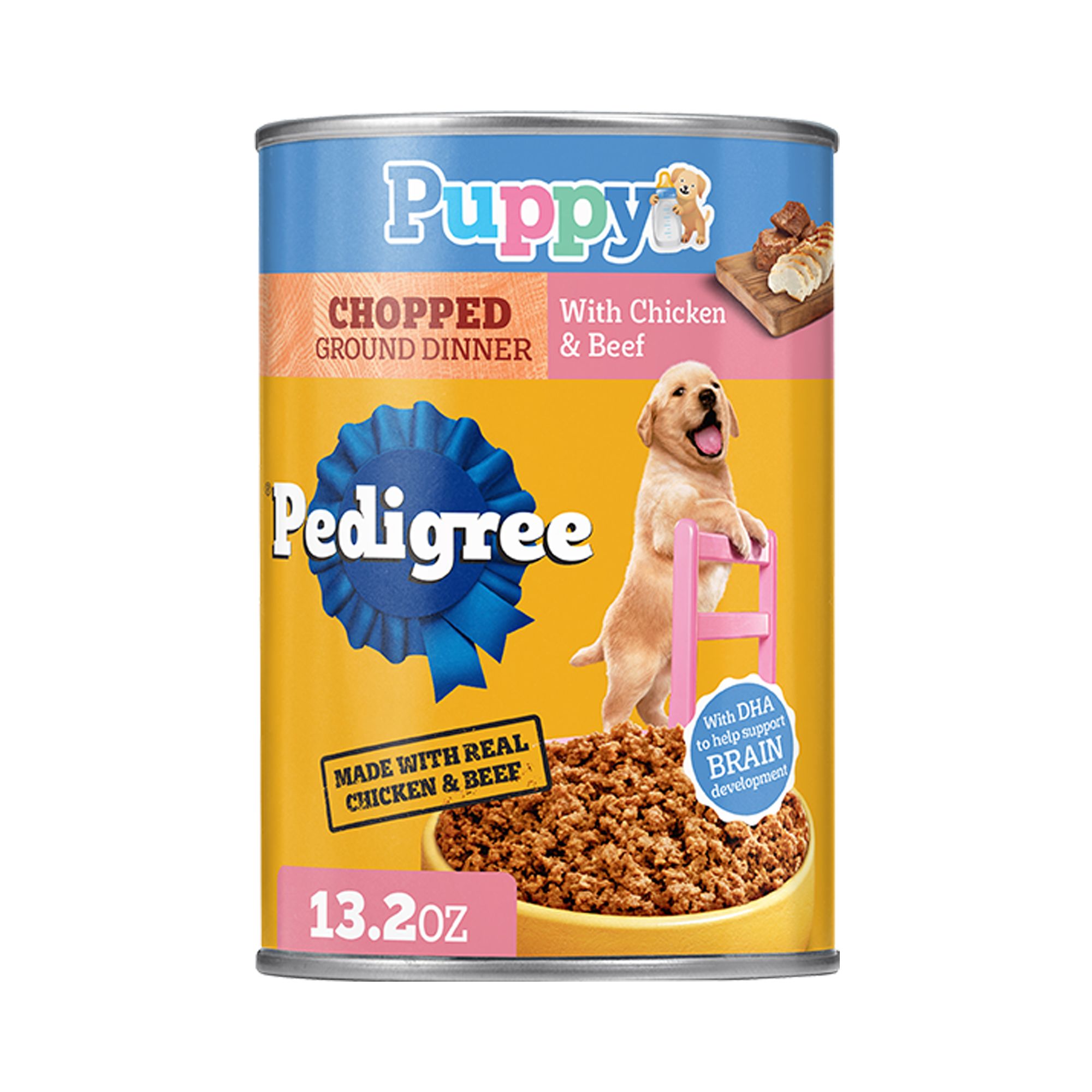 Pedigree® Chopped Ground Dinner Puppy Wet Dog Food - Heathy Brain Development, With Chicken & Beef