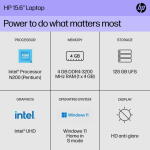 Restored HP 15-FD0083WM 15.6" HD, Pentium N200, 4GB RAM, 128GB SSD, Win 11 Home, Scarlet Red