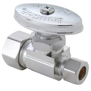 BrassCraft 1/2 in. Compression Inlet x 3/8 in. Compression Outlet Brass Multi-Turn Straight Valve (OCR14X C1)