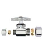 BrassCraft 1/2 in. Compression Inlet x 3/8 in. Compression Outlet Brass Multi-Turn Straight Valve (OCR14X C1)