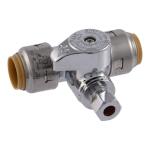 SharkBite Max 1/2 in. Push-to-Connect x 1/2 in. Push-to-Connect x 1/4 in. Compression Chrome-Plated Brass Service Stop Tee (UR24983A)