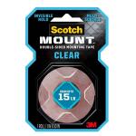 Scotch 1 in. x 1.60 yds. Clear Indoor Permanent Double-Sided Mounting Tape (410DC-SF)