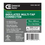 Commercial Electric 6 AWG to 250 MCM Dual-Rated 2-Port 1-Sided Entry Insulated Multiple Tap Connector, Black (G60006A)