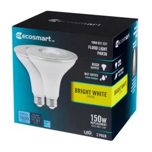 EcoSmart 150-Watt Equivalent PAR38 Spot Light Energy Star Dimmable CEC LED Light Bulb Bright White (2-Pack)