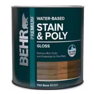 BEHR - 1 qt. Clear Tint Base Gloss Semi-Transparent Water-Based Interior Stain and Poly in One