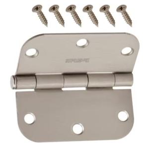 Everbilt 3-1/2 in. x 5/8 in. Radius Squeak-Free Door Hinge (3-Pack) Satin Nickel