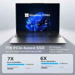 OTVOC 16" Laptop, Intel N95, 16GB DDR5 RAM, 1TB NVMe SSD, Windows 11, Gray