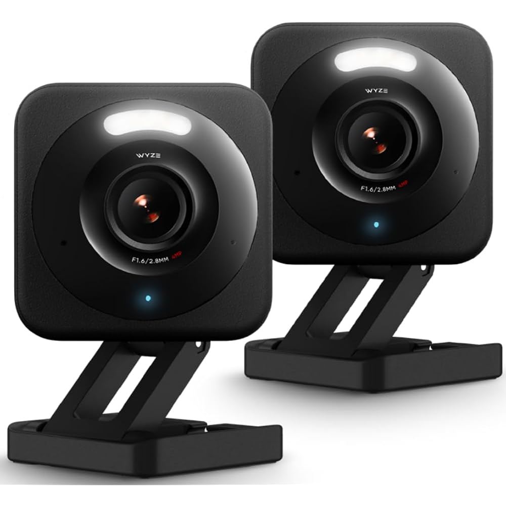 Indoor/Outdoor Cameras for Home Security, Baby Monitor & Pet Camera, Vibrant Color Night Vision, No Subscription Required - 2 Pack, Black