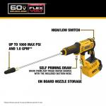 DEWALT FLEXVOLT 60V MAX Cold Water Cordless Power Cleaner, 1000 PSI, 1.0 GPM (Tool Only)