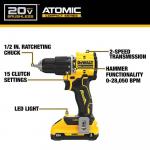 Dewalt ATOMIC 20-Volt Lithium-Ion Cordless 1/2 in. Compact Hammer Drill Kit