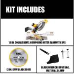 DEWALT 15 Amp Corded 12 Inch Double Bevel Sliding Compound Miter Saw with XPS Technology, Blade Wrench, and Material Clamp