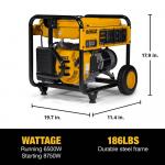 DEWALT 6500 Watt Manual Start Gas Powered Portable Generator with Idle Control, Covered Outlets and CO Protect