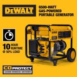 DEWALT 6500 Watt Manual Start Gas Powered Portable Generator with Idle Control, Covered Outlets and CO Protect