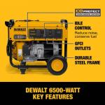 DEWALT 6500 Watt Manual Start Gas Powered Portable Generator with Idle Control, Covered Outlets and CO Protect