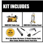 DEWALT 15 Amp Corded 10 Inch Job Site Table Saw with Rolling Stand