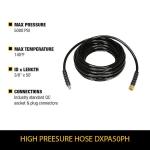 DEWALT 3/8-Inch x 50 ft. Replacement/Extension Hose for Cold Water Pressure Washers (5000 PSI)