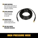 DEWALT 3/8-Inch x 50 ft. Replacement/Extension Hose for Cold Water Pressure Washers (5000 PSI)