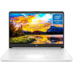 HP 14" HD Laptop, Intel Quad-Core, 16GB RAM, 64GB eMMC + 256GB Micro SD, Windows 11 S Mode, Snowflake White
