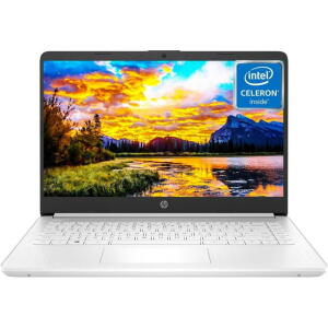 HP 14" HD Laptop, Intel Quad-Core, 16GB RAM, 64GB eMMC + 256GB Micro SD, Windows 11 S Mode, Snowflake White