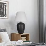 Hampton Bay 23.75 in. Prestwick Black Artisan Ceramic Table Lamp with White Linen Bell Shade