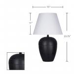 Hampton Bay 23.75 in. Prestwick Black Artisan Ceramic Table Lamp with White Linen Bell Shade