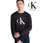 Calvin Klein Men Monogram Logo Fleece Crewneck Sweatshirt Black Size L