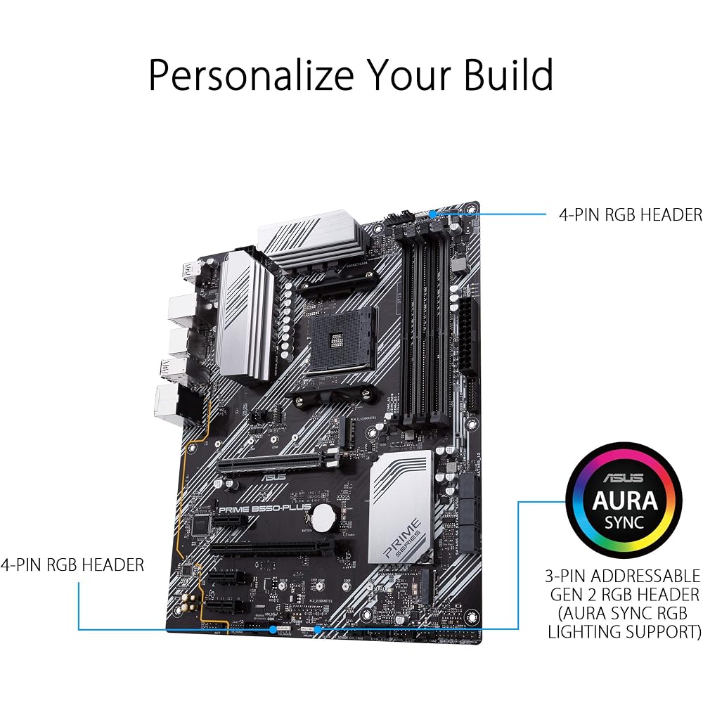 ASUS Prime B550-PLUS AMD AM4 Zen 3 Ryzen 5000 and 3rd Gen Ryzen ATX Motherboard - Image 5