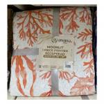 Dahdoul Home Moonlit 1 Piece Printed Bedspread White Orange stemsQueen Size (86" x 86")