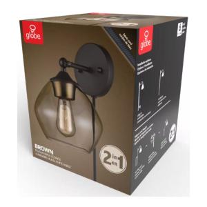 Globe Electric Brown 1-Light Matte Black and Gold Plug-In