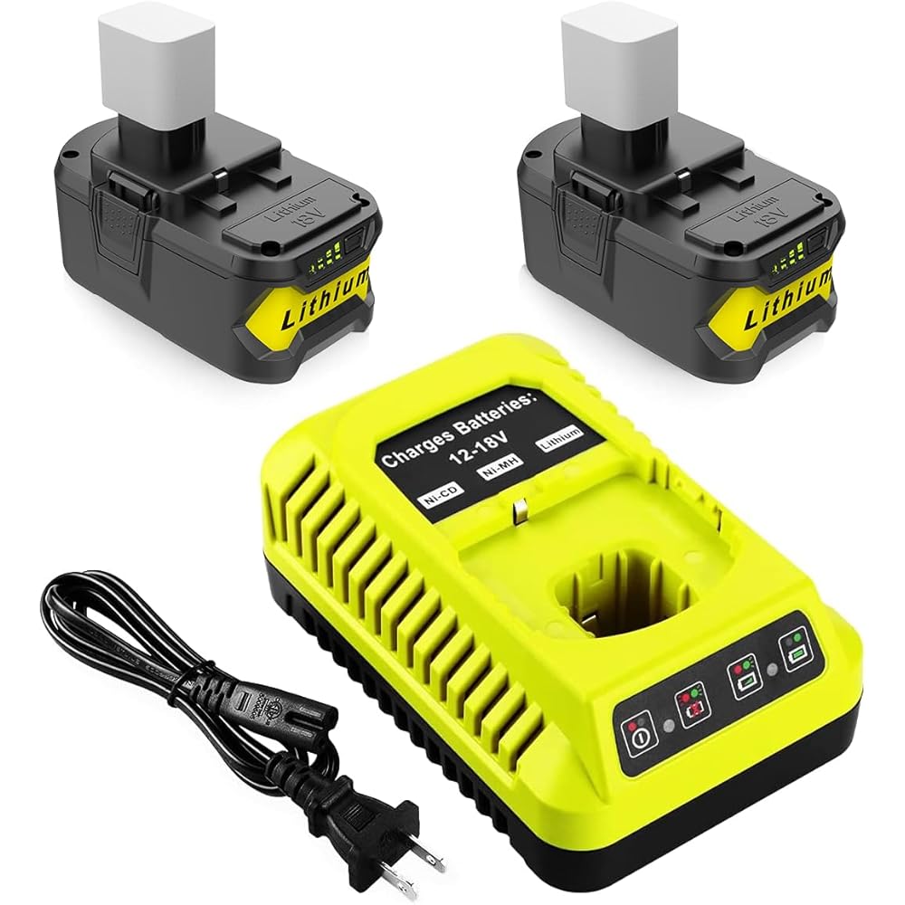 Energup 2Pack 18Volt P102 Replace for Ryobi 18V Batteries and Charger Combo 3.5A - Image 5