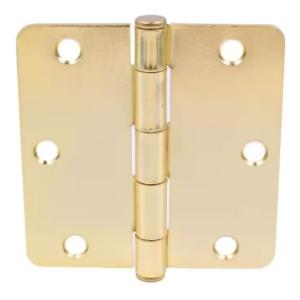 Everbilt 3-1/2 in. x 1/4 in. Radius Squeak-Free Door Hinge Bright Brass