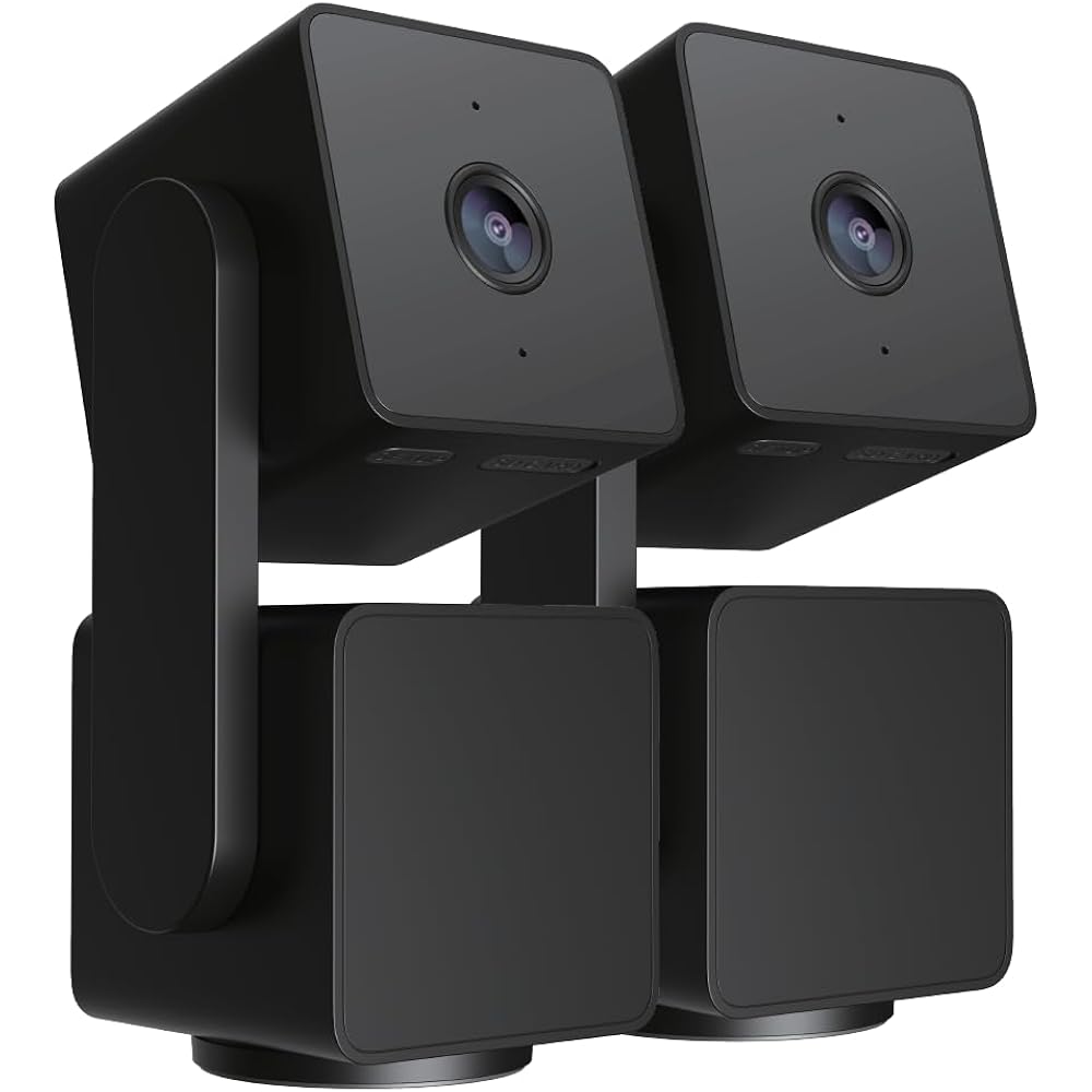 Indoor/Outdoor IP65 1080P 360° Pan/Tilt/Zoom WiFi Smart Home Security Camera, Motion Tracking for Baby/Pet, Color Night Vision, Works with Alexa&Google Assistant, Free Expert Setup - 2 Pack, Black