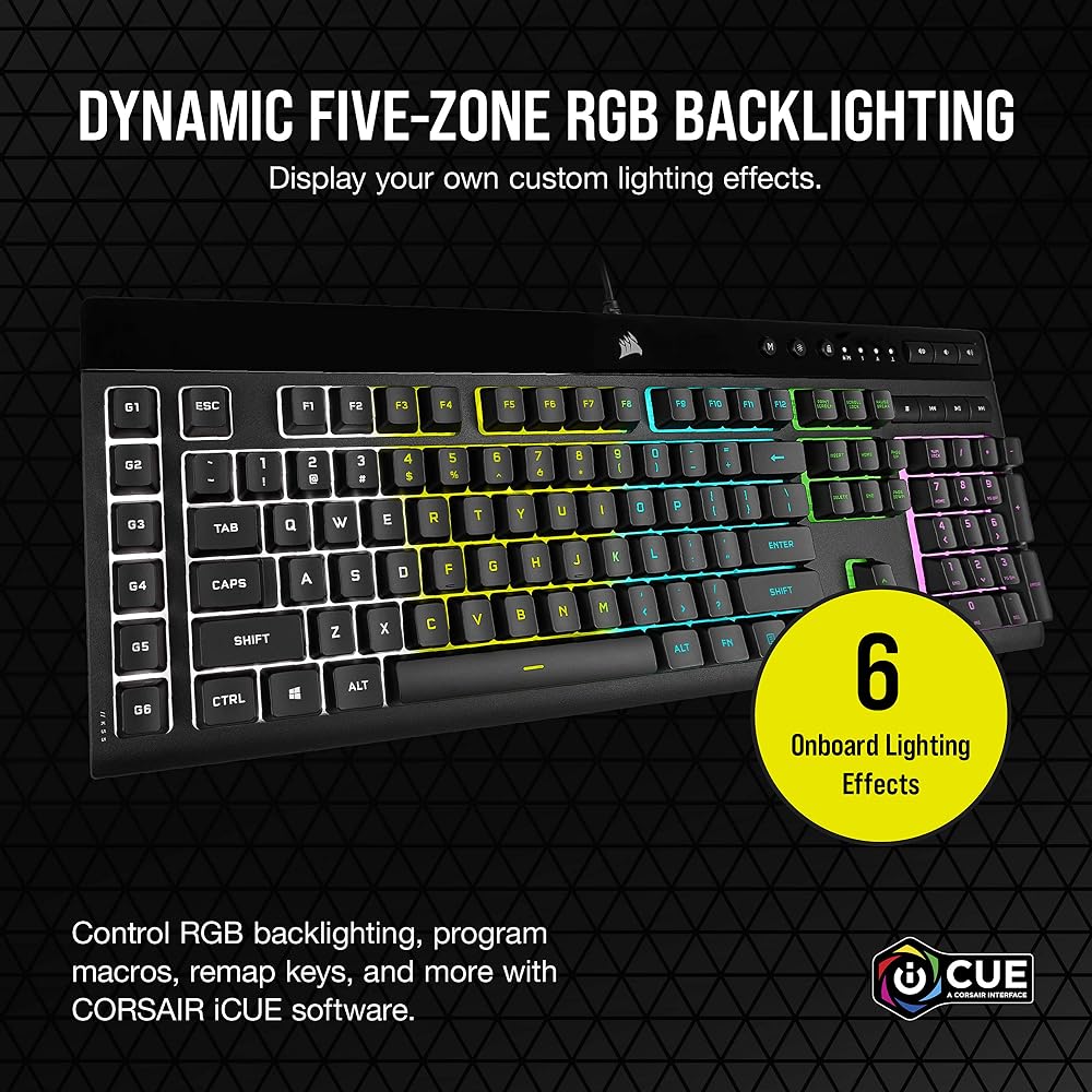 Corsair K55 RGB PRO Membrane Wired Gaming Keyboard - Image 3
