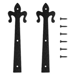 Everbilt 10 in. Decorative Fleur-de-lis Strap Hinge (2-Pack) Black