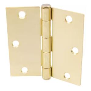 Everbilt 3-1/2 in. Square Radius Squeak-Free Door Hinge Satin Brass