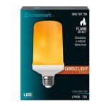 EcoSmart 3-Watt Equivalent T60 Cylinder Flame Effect Design E26 Medium Base LED Light Bulb Amber 1-Pack (C/FLAME2/LED/ESM)