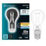 EcoSmart 60-Watt Equivalent A19 Dimmable White Filament CEC Clear Glass E26 Medium Base LED Light Bulb Selectable White 1-Pack (A19605CCTCA/WFIL/ECP)
