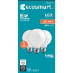 EcoSmart 60-Watt Equivalent G25 Globe Dimmable ENERGY STAR Filament LED Frosted Vintage Light Bulb Soft White 3-Pack (FG-03393)