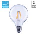 EcoSmart 40-Watt Equivalent G25 Globe Dimmable ENERGY STAR Clear Glass Filament LED Vintage Edison Light Bulb Daylight 3-Pack (FG-03398)