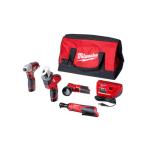 Milwaukee 2498-25 M12 12-Volt Lithium-Ion Cordless Combo Kit (5-Tool) with (2) 1.5Ah Batteries, Charger and Tool Bag