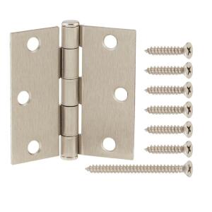 Everbilt 3 in. Square Radius Satin Nickel Squeak-Free Door Hinge (28616)