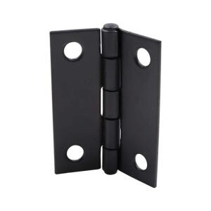 Everbilt 1 in. Matte Black Non-Removable Pin Narrow Utility Hinge (2-Pack) (28867)