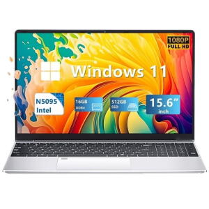 KUU 15.6" FHD Laptop, Celeron N5095, 16GB RAM, 512GB SSD, Win11 Pro